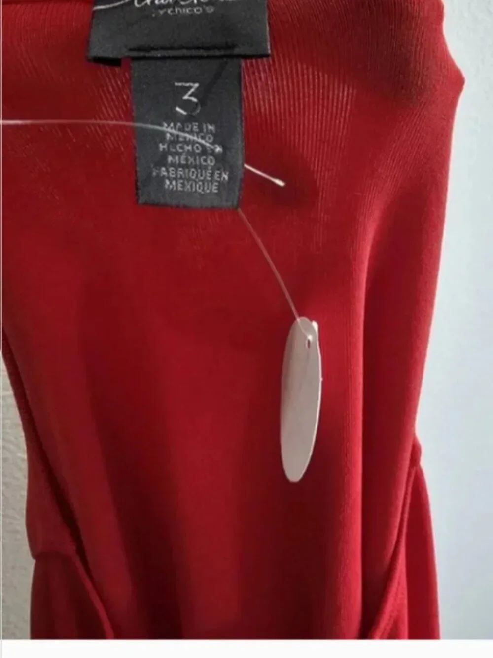 Chico's Travelers Red Flare Sleeve End Top size 3 NWOT